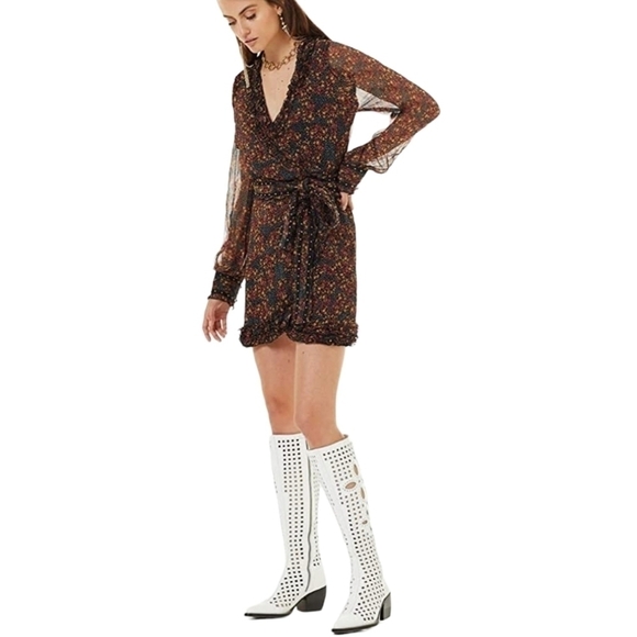 STEVIE May - Monarch Mini Wrap Around Dress Metal Studded Belt Size: L - Picture 2 of 16